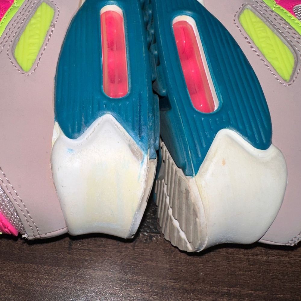 Nike Air Max 90 Pink Blast Volt Blue Fury Sneakers DC1865-600 Womens 7.5 - Picture 7 of 8
